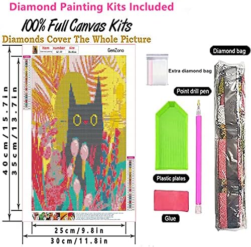 GemZono 5D Комплект за диамант живопис Направи си сам Комплекти за рисуване с черни Котки, за възрастни и Деца, Набор за