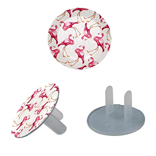 Прозрачен капак за контакти (24 опаковки) Акварели Диелектрични Пластмасови Капачки с участието на птици Фламинго