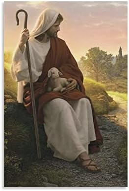 Исус Христос добрият Пастир Плакат Картина на Платно, с монтиран на стената арт Принт Исус с агнешко месо Плакат на Началната Стая на Платното за Стенен монтаж Прин