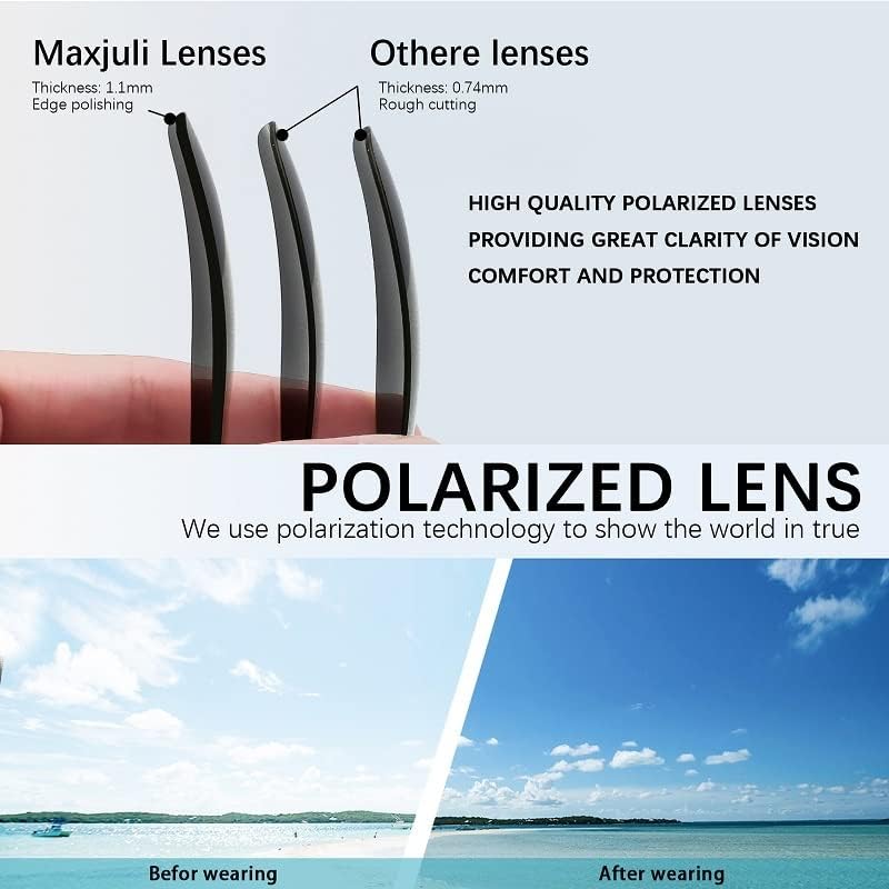 MAXJULI Поляризирани Слънчеви Очила за мъже и Жени, Правоъгълни Слънчеви Очила с защита от Uv 8806