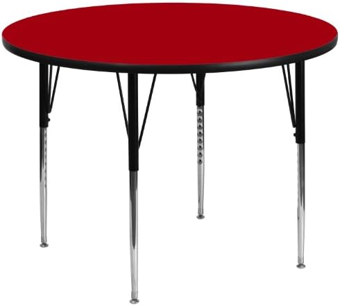 Маса за класове от термоламината Flash Furniture Wren 60, кръгла дъбова маса за класове - Стандартни регулируеми крака