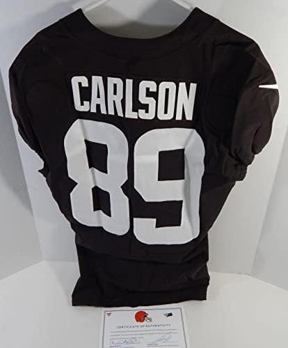 2020 Cleveland Browns Стивън Карлсон #89, Използван В играта Тренировочная тениска Браун 42 481 - Използваните В играта Тениски NFL Без подпис