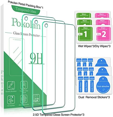 Защитно фолио Pokolan [3 опаковки] за Motorola Moto G Power 2021 - Закалено стъкло твърдост 9H - Лесен за инсталиране,