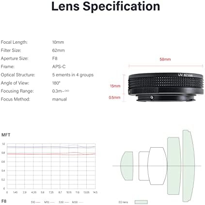 Сверхширокоугольный обектив AstrHori 10mm F8 II Fisheye APS-C ръчно фокусиране с ефект на звездната светлина и слот за филтър, съвместим с беззеркальными камери Leica/Panasonic/Sigma L-Mount