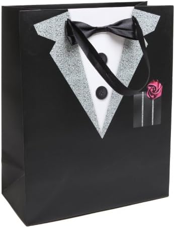 MyGift Декоративни подаръчни торбички и салфетки с шарени смокинг за шаферите, рожден ден, годишнина, комплект от 3