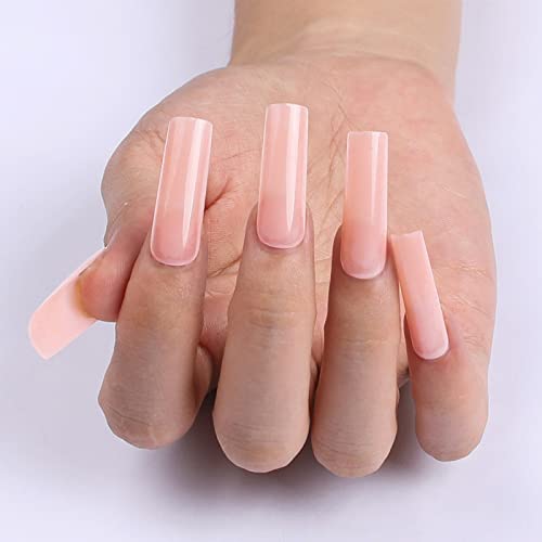 FOAMEE Press on Nails Дълги Режийни ноктите са с Телесен цвят с Шарени Акрилни Квадратен Лепило за Нокти