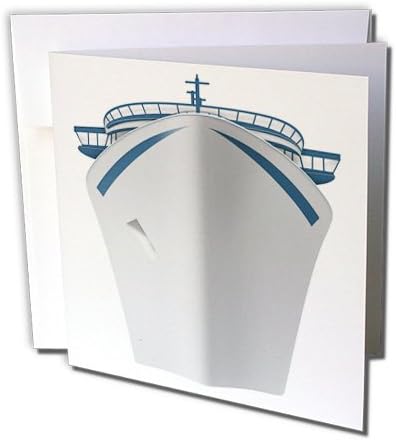 Триизмерен Бяло и синьо круизен лайнер Поздравителна картичка, 6 x 6, Единична (gc_235675_5)