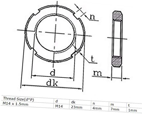 Гайки кръгли X-DREE M14 x 1,5 мм от въглеродна стомана с четири прорези, черни, 10 бр. (Tuercas redondas ranuradas