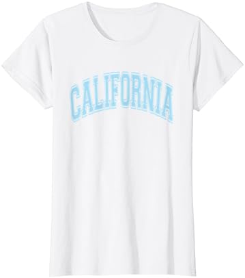 Бяла тениска в стил Калифорнийския университет със Светло синьо текст