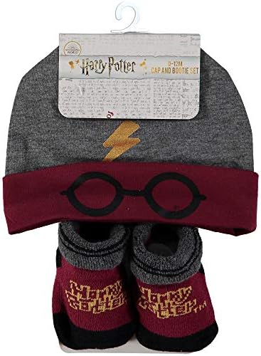 Комплект шапки и обувки за малки момчета на Хари Потър - Детски Подаръчен комплект с Шапка и чорапи на 0-12 месеца (0-12 месеца)