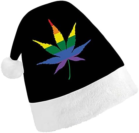 Коледна шапка с флага от листа на канабис с дъга за cosplay на коледна празнична парти
