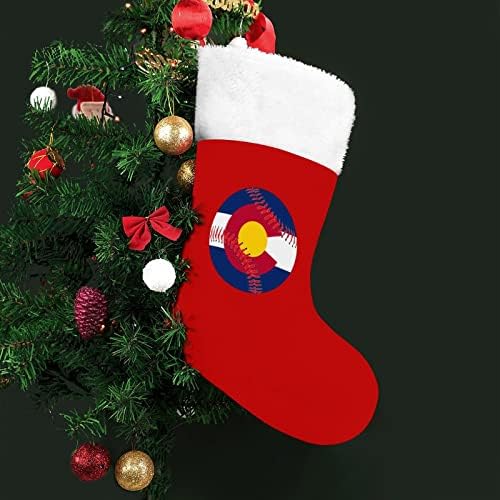Коледни Чорапи с Бейсбольным Флага Колорадо от Червено Кадифе, с Бял Пакет шоколадови Бонбони, Коледни Декорации и Аксесоари