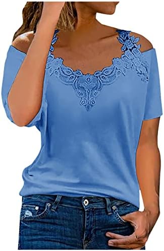 Тениска, Пуловер, Секси Потници, Дамски Блуза С Т-образно ръкав, Ежедневни Лейси Риза, Однотонная Къса Дамска Блуза