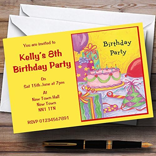 Жълти балони за Торта Персонални Покани За Парти