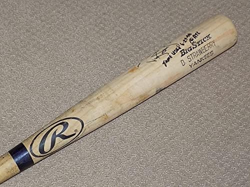 Дарил Строберри Използвал В играта, Подписано от прилеп 1998 Ню Йорк Янкис PSA GU 9 - Използвана, играта MLB Bats
