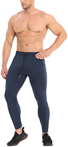 BROKIG Мъжки Спортни Панталони за Джогинг С Шнур на Глезените, плътно Прилепнали Панталони за Бягане за мъже с Джобове с цип