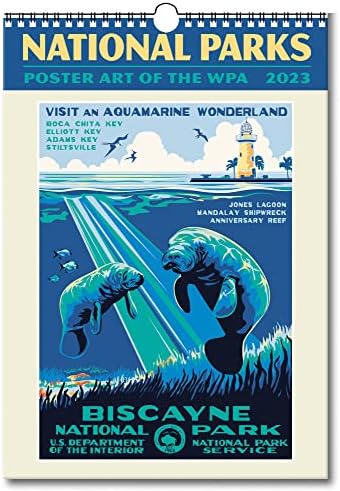 Плакат с участието на националните паркове WPA, Стенен Календар голям размер на 2023 година, 13,38 x 19, Скрепленный
