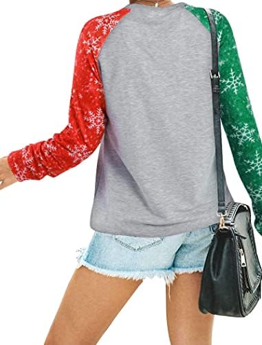 FASHGL Коледна Риза Жена-Весел и Светъл Пуловер Коледни Светлини Графични Тениски Коледни Блузи с Дълъг Ръкав