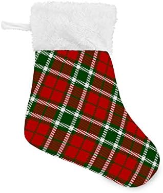 Коледни Чорапи ALAZA с Червено-Зелен Клетчатым Модел, Класически Персонализирани Малки Чулочные Украса за Семейни