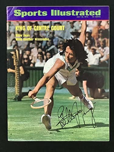 Били Джийн Кинг Подписа за Спортс илюстрейтид 16.07.73 Без етикети Tennis Open Auto JSA - Тенис списания с автограф