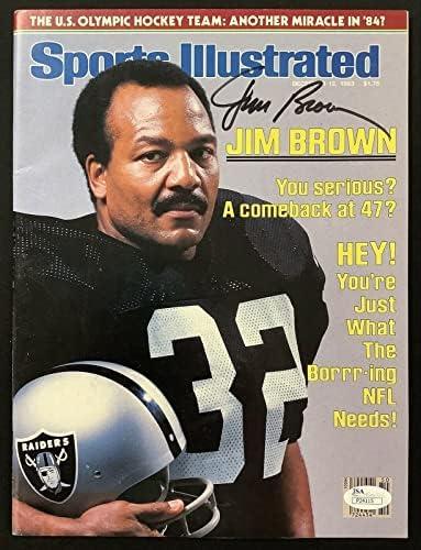 Джим Браун Подписа за Спортс илюстрейтид 12/12/83 No Label Browns Autograph HOF JSA - Списания NFL с автограф