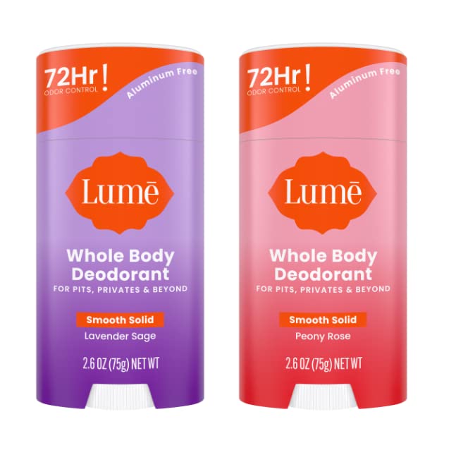 Дезодорант за цялото тяло Lume - Гладка, твърда пръчка в пакет - 72 часа за контрол на мирис - Не съдържа алуминий, сода