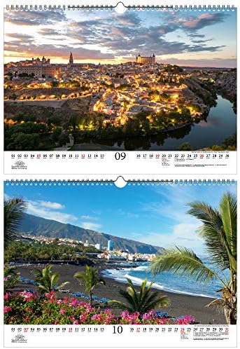 Календар Spainzauber DIN A3 в 2021 година в Испания - подаръчен комплект съдържа: 1x календар, 1x коледна картичка (общо 2 броя).