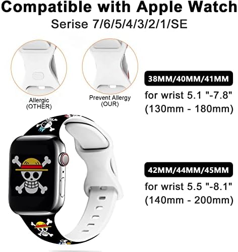 Каишка за часовник в стила Аниме, съвместим с джапанки Apple Watch 38 мм 40 мм 41 мм 42 мм 44 мм 45 мм, Cartoony