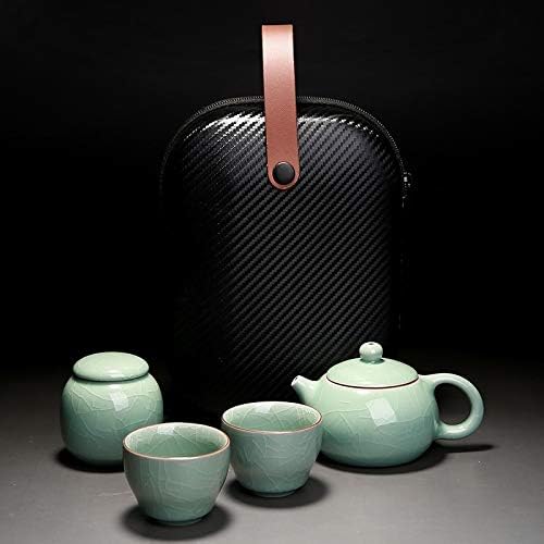 JYDQM Керамични Преносим Кана, Комплект За Пътуване на Открито Гайвань Чаени Чаши за Чайна церемония Чаен комплект