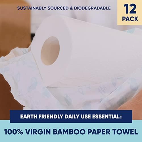 Кухненска ролка Bambooloo, в пълен размер Ролки хартиени кърпи от естествен Бамбук, 2 слой на Екологично Чисти Хартиени кърпи за ръце, без дърво, 75 листа, безопасни за хра