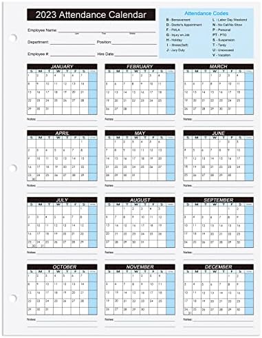 Календар на обслужване на 2023 година, Проследяване на работата, Карти, Календар обслужване - 8.5 X 11 картонени листа / Опаковка от 50 листа
